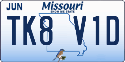 MO license plate TK8V1D