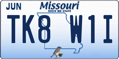 MO license plate TK8W1I
