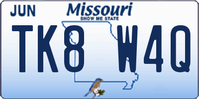 MO license plate TK8W4Q