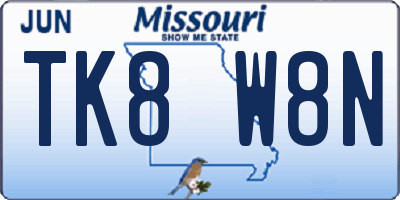 MO license plate TK8W8N