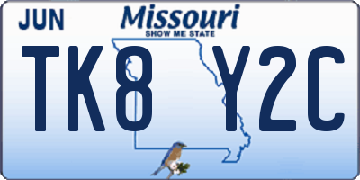 MO license plate TK8Y2C