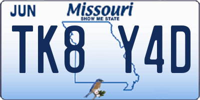 MO license plate TK8Y4D