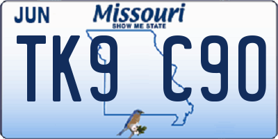 MO license plate TK9C9O