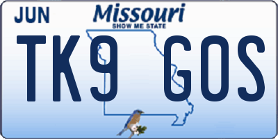 MO license plate TK9G0S