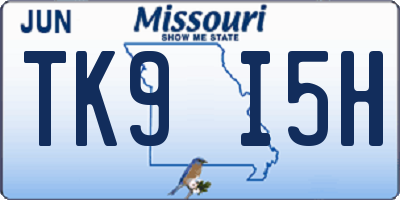 MO license plate TK9I5H