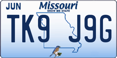 MO license plate TK9J9G