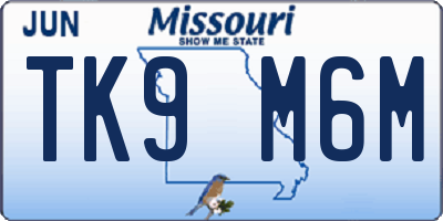MO license plate TK9M6M