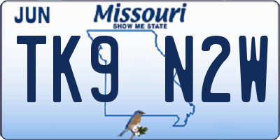 MO license plate TK9N2W