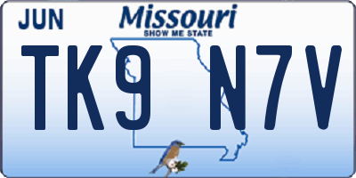 MO license plate TK9N7V