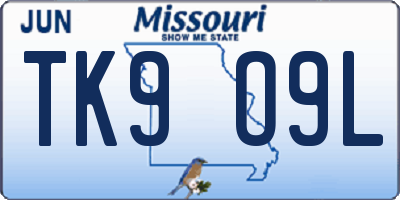 MO license plate TK9O9L