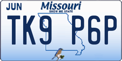 MO license plate TK9P6P