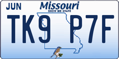 MO license plate TK9P7F