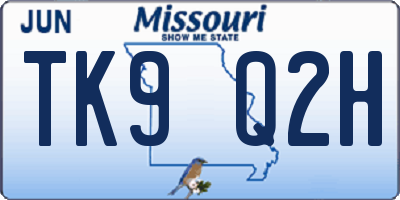 MO license plate TK9Q2H