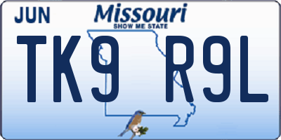 MO license plate TK9R9L