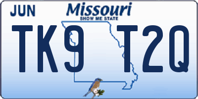 MO license plate TK9T2Q