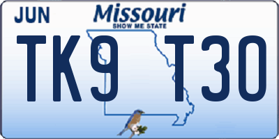 MO license plate TK9T3O