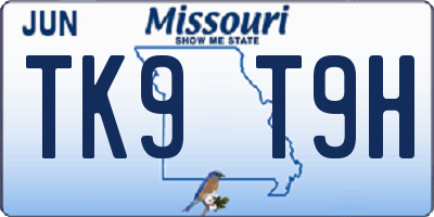 MO license plate TK9T9H