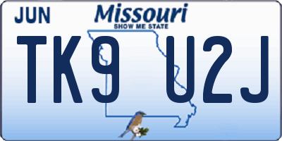 MO license plate TK9U2J
