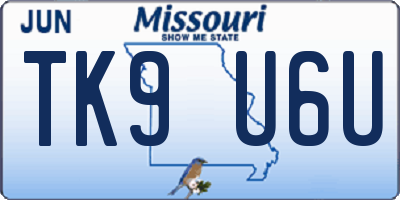 MO license plate TK9U6U