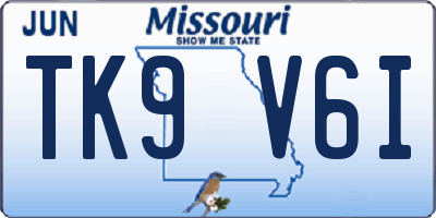 MO license plate TK9V6I