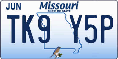 MO license plate TK9Y5P