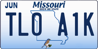 MO license plate TL0A1K