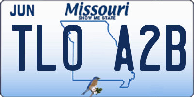 MO license plate TL0A2B