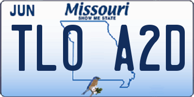 MO license plate TL0A2D
