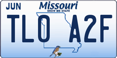 MO license plate TL0A2F