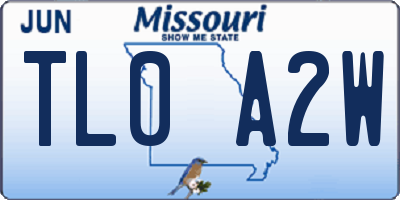 MO license plate TL0A2W