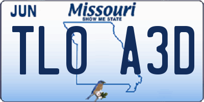 MO license plate TL0A3D