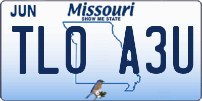 MO license plate TL0A3U