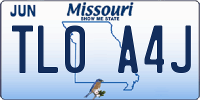 MO license plate TL0A4J