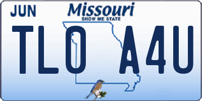 MO license plate TL0A4U