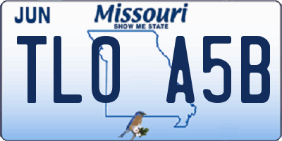 MO license plate TL0A5B