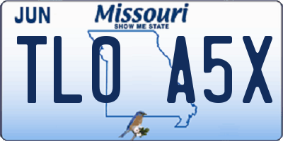 MO license plate TL0A5X