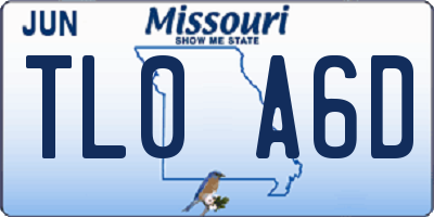 MO license plate TL0A6D
