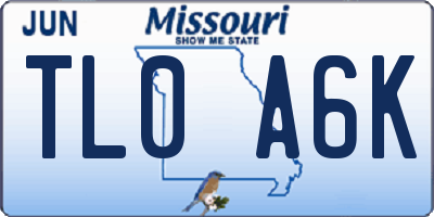 MO license plate TL0A6K