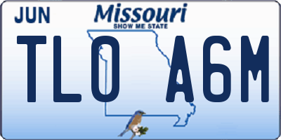 MO license plate TL0A6M