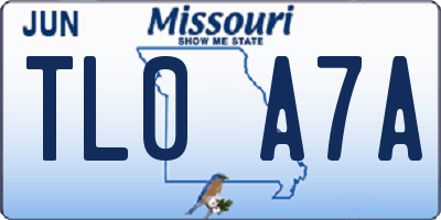 MO license plate TL0A7A