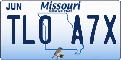 MO license plate TL0A7X