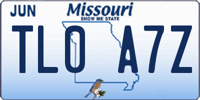 MO license plate TL0A7Z
