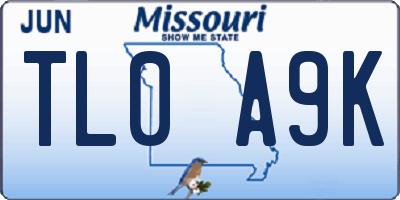 MO license plate TL0A9K