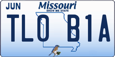 MO license plate TL0B1A
