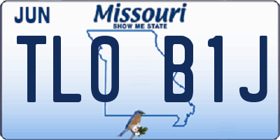 MO license plate TL0B1J