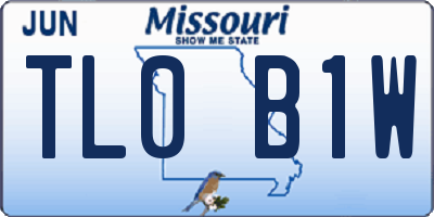 MO license plate TL0B1W