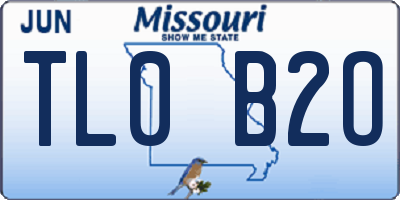 MO license plate TL0B2O