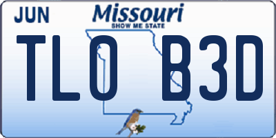 MO license plate TL0B3D