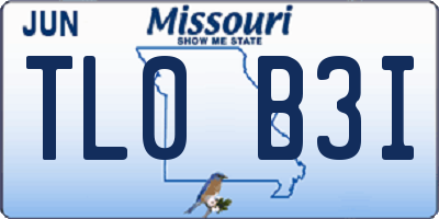 MO license plate TL0B3I