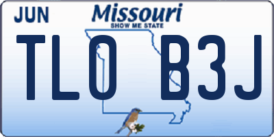 MO license plate TL0B3J